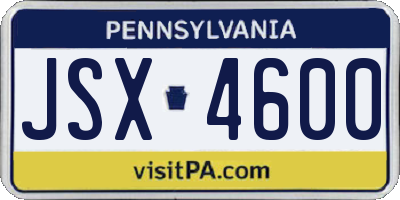 PA license plate JSX4600