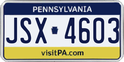 PA license plate JSX4603