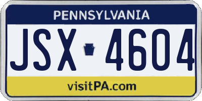 PA license plate JSX4604