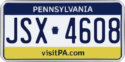PA license plate JSX4608