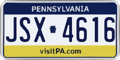 PA license plate JSX4616