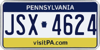 PA license plate JSX4624