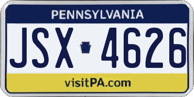 PA license plate JSX4626