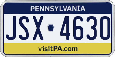 PA license plate JSX4630