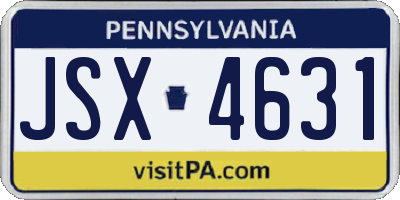 PA license plate JSX4631