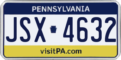 PA license plate JSX4632