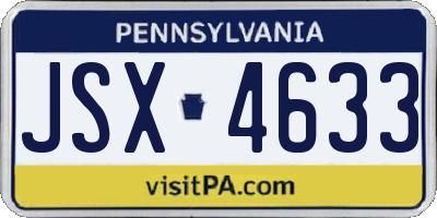 PA license plate JSX4633