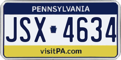 PA license plate JSX4634