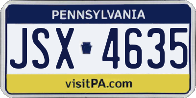 PA license plate JSX4635
