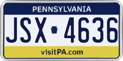 PA license plate JSX4636