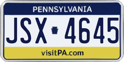 PA license plate JSX4645