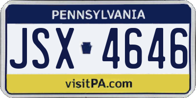 PA license plate JSX4646