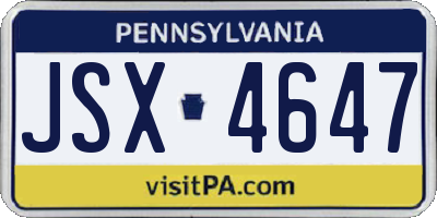 PA license plate JSX4647