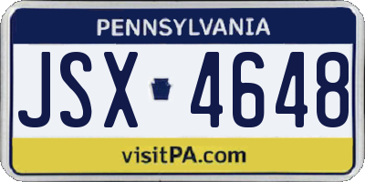 PA license plate JSX4648