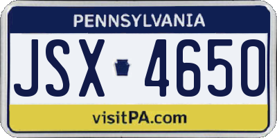 PA license plate JSX4650
