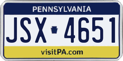 PA license plate JSX4651
