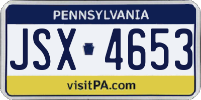 PA license plate JSX4653