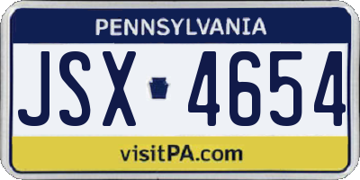 PA license plate JSX4654