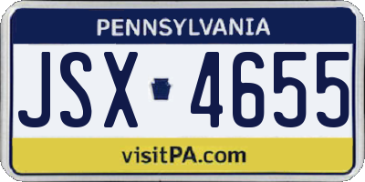 PA license plate JSX4655