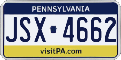 PA license plate JSX4662
