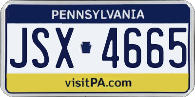 PA license plate JSX4665