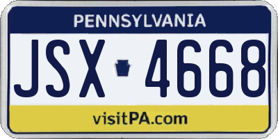 PA license plate JSX4668