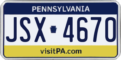 PA license plate JSX4670