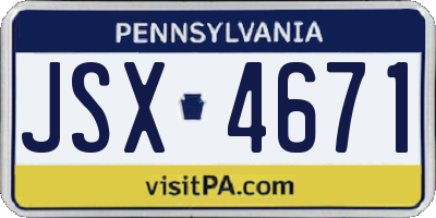 PA license plate JSX4671