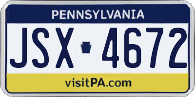 PA license plate JSX4672