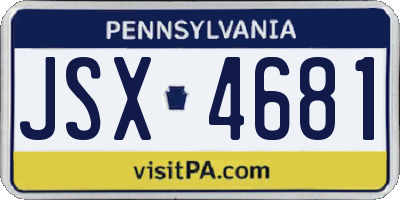 PA license plate JSX4681