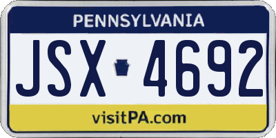 PA license plate JSX4692