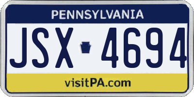 PA license plate JSX4694