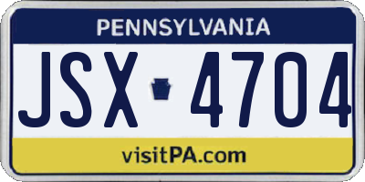 PA license plate JSX4704