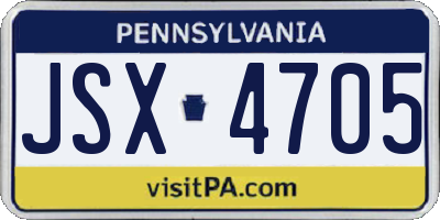 PA license plate JSX4705