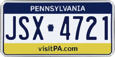 PA license plate JSX4721