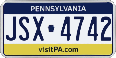 PA license plate JSX4742