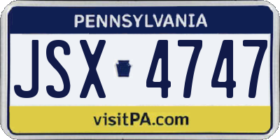 PA license plate JSX4747