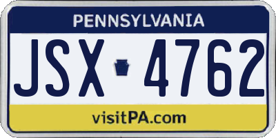 PA license plate JSX4762