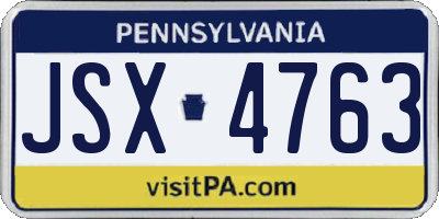 PA license plate JSX4763