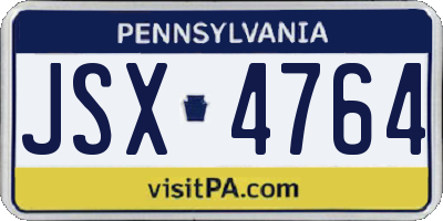 PA license plate JSX4764