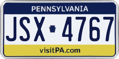 PA license plate JSX4767