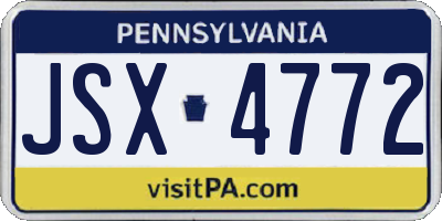 PA license plate JSX4772