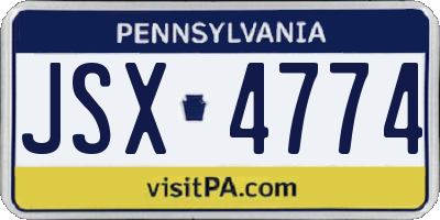 PA license plate JSX4774