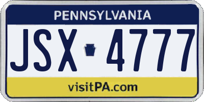 PA license plate JSX4777