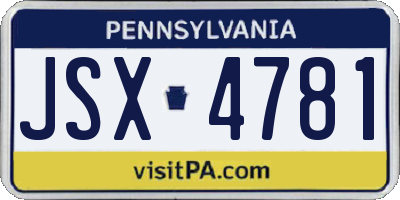 PA license plate JSX4781