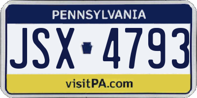 PA license plate JSX4793