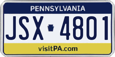 PA license plate JSX4801