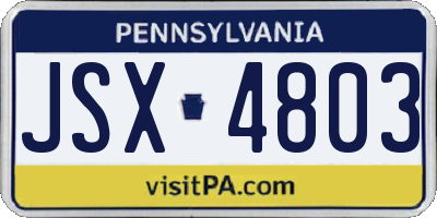 PA license plate JSX4803