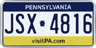 PA license plate JSX4816