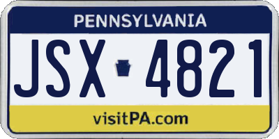 PA license plate JSX4821